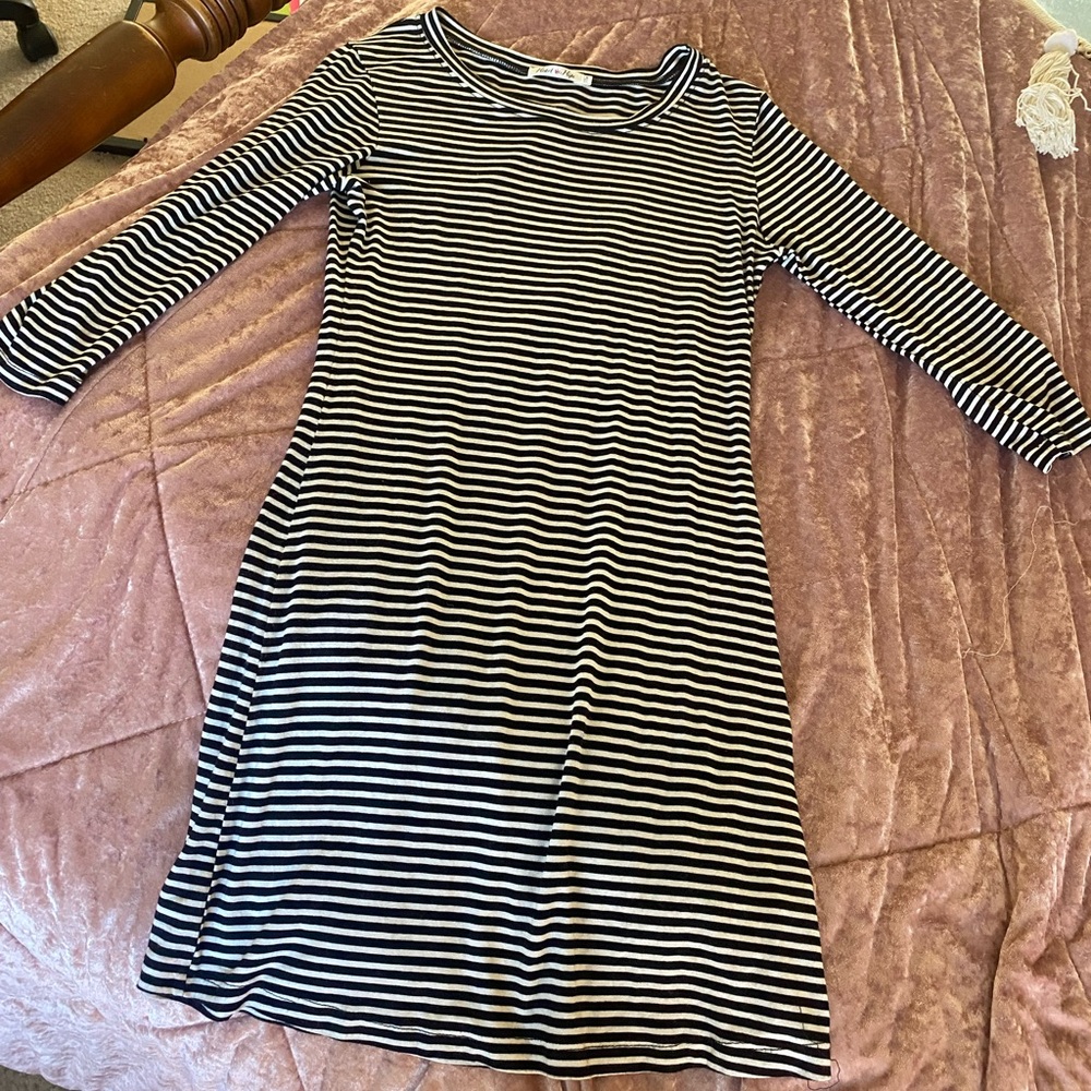 Black and white striped dress